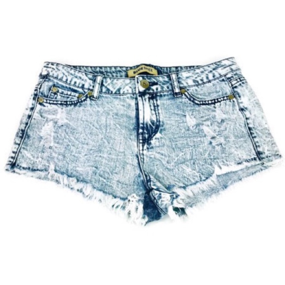 Blue Spice Light Stone Washed Frayed Bottom Shorts - Picture 2 of 5